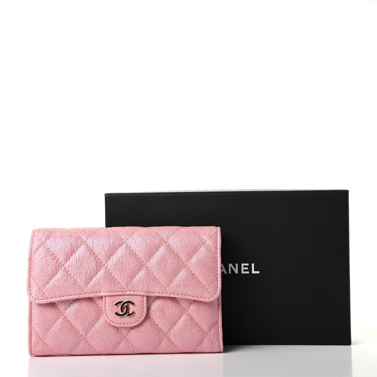 Chanel Iridescent Caviar Quilted Medium Flap Wallet Rose Pink 8 of 8