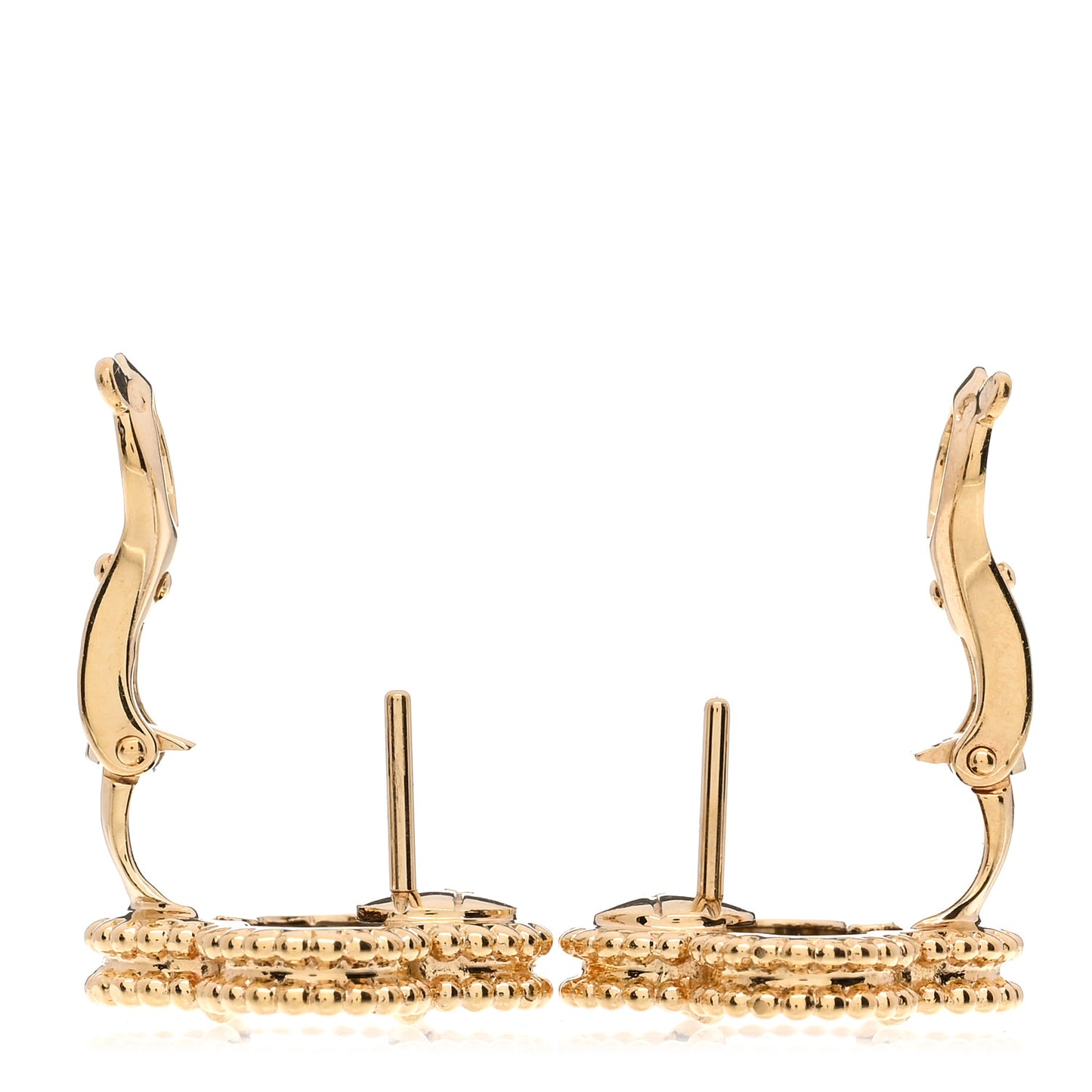 18K Yellow Gold Black Onyx Vintage Alhambra Earrings