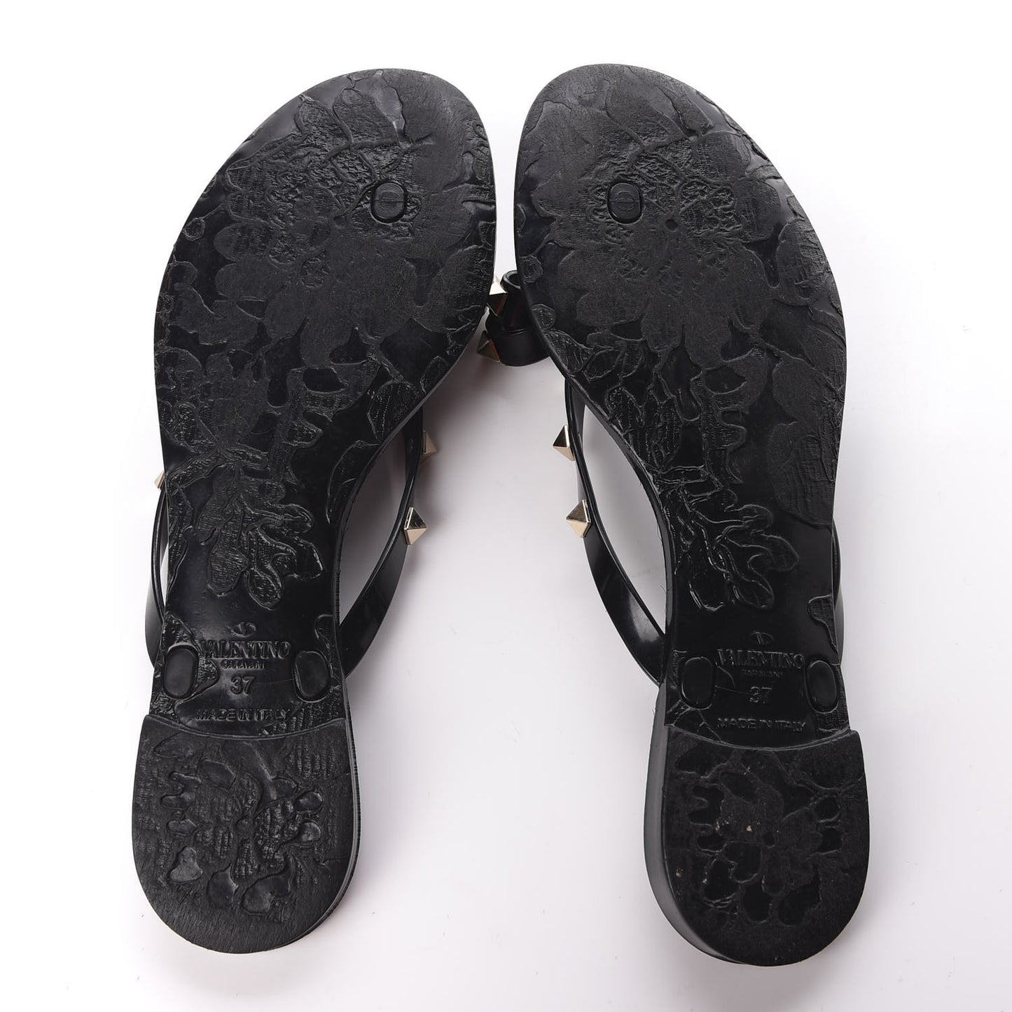 PVC Jelly Rockstud Bow Thong Sandals 37 Black