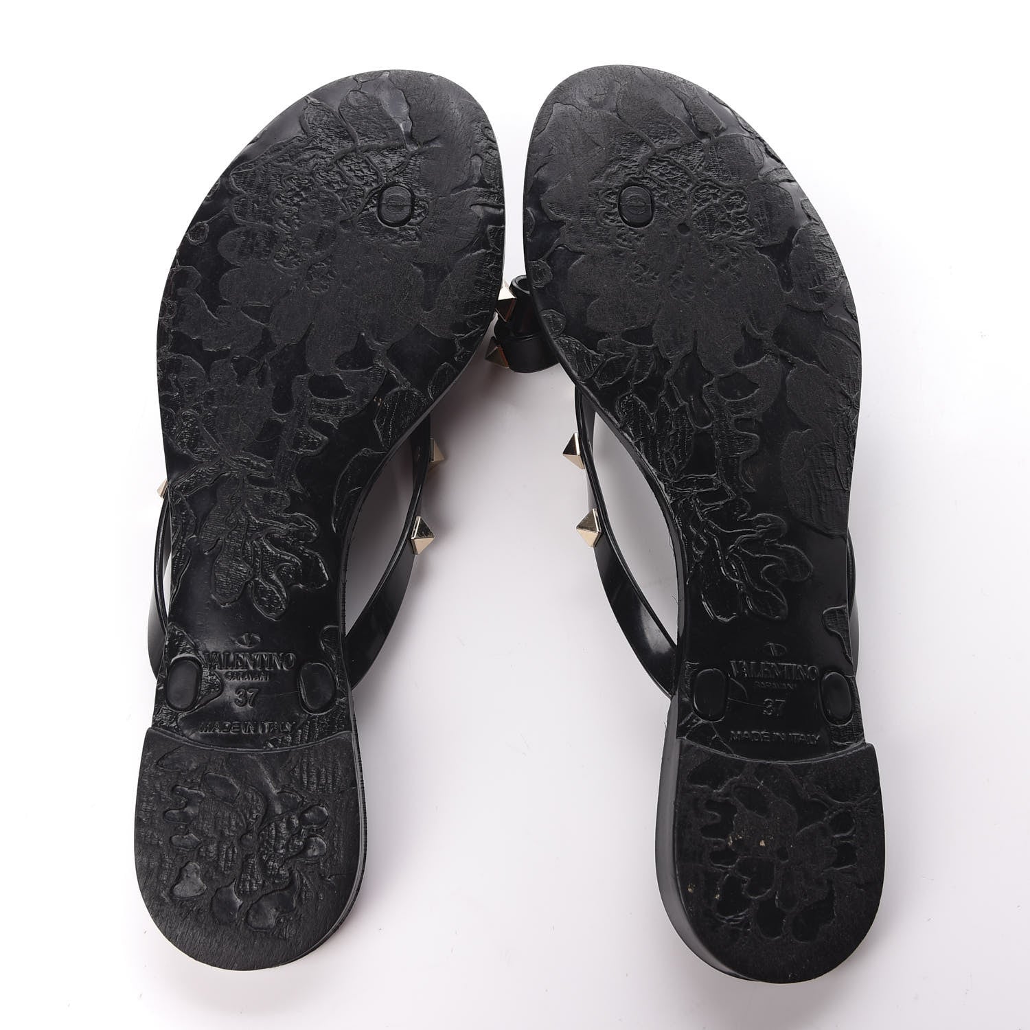 Valentino Garavani PVC Jelly Rockstud Bow Thong Sandals 37 Black 6 of 9