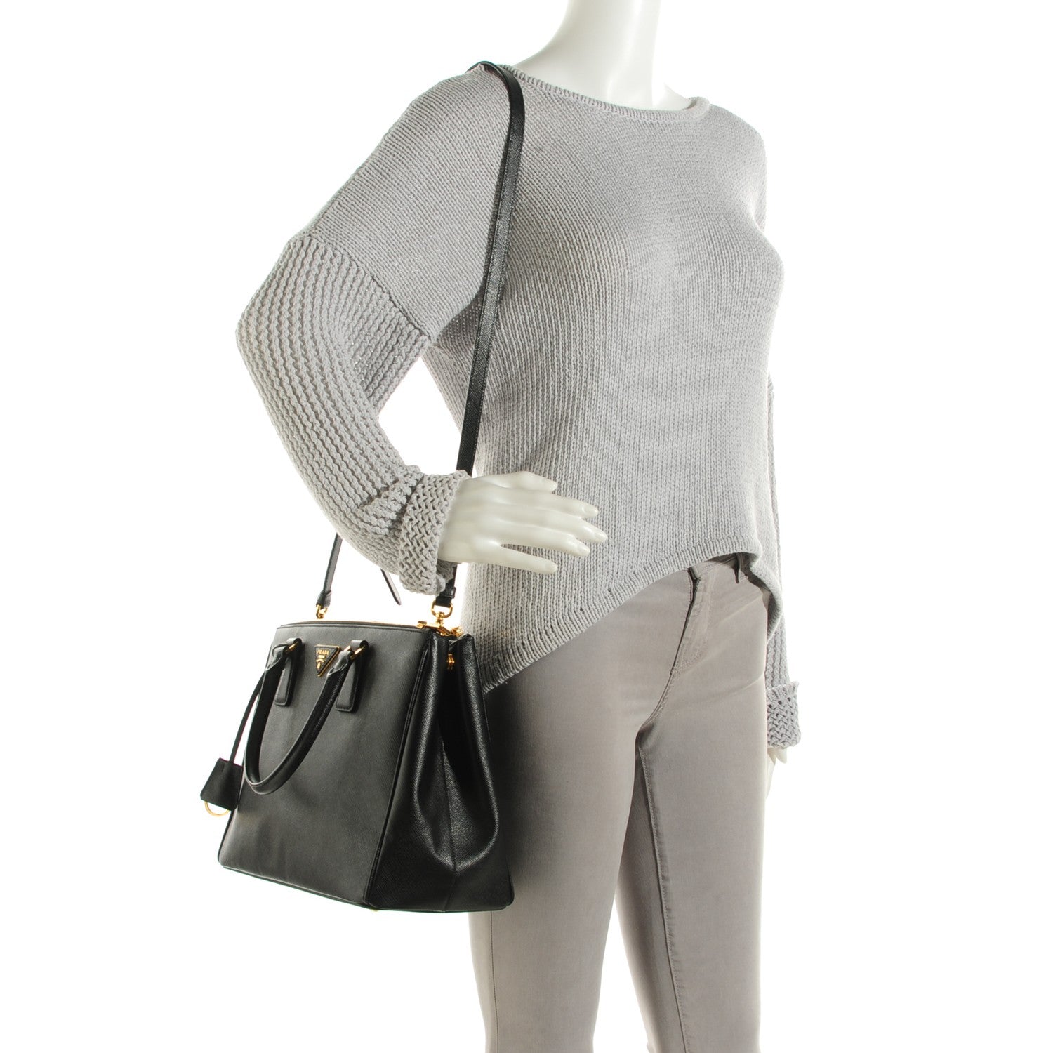 Prada Saffiano Medium Galleria Double Zip Tote Black 3 of 10