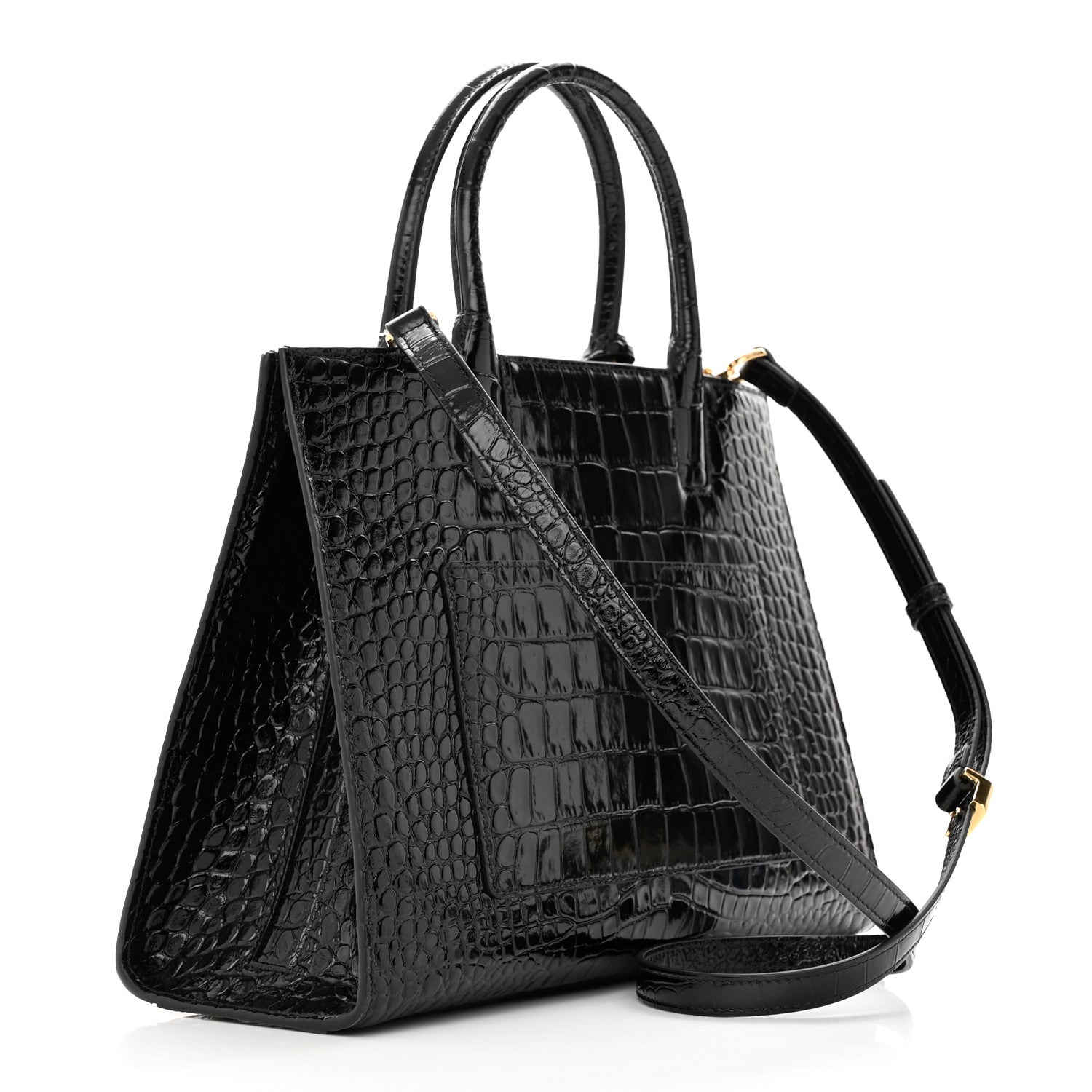 Burberry Crocodile Embossed Calfskin Small Frances Tote Black 3 of 12