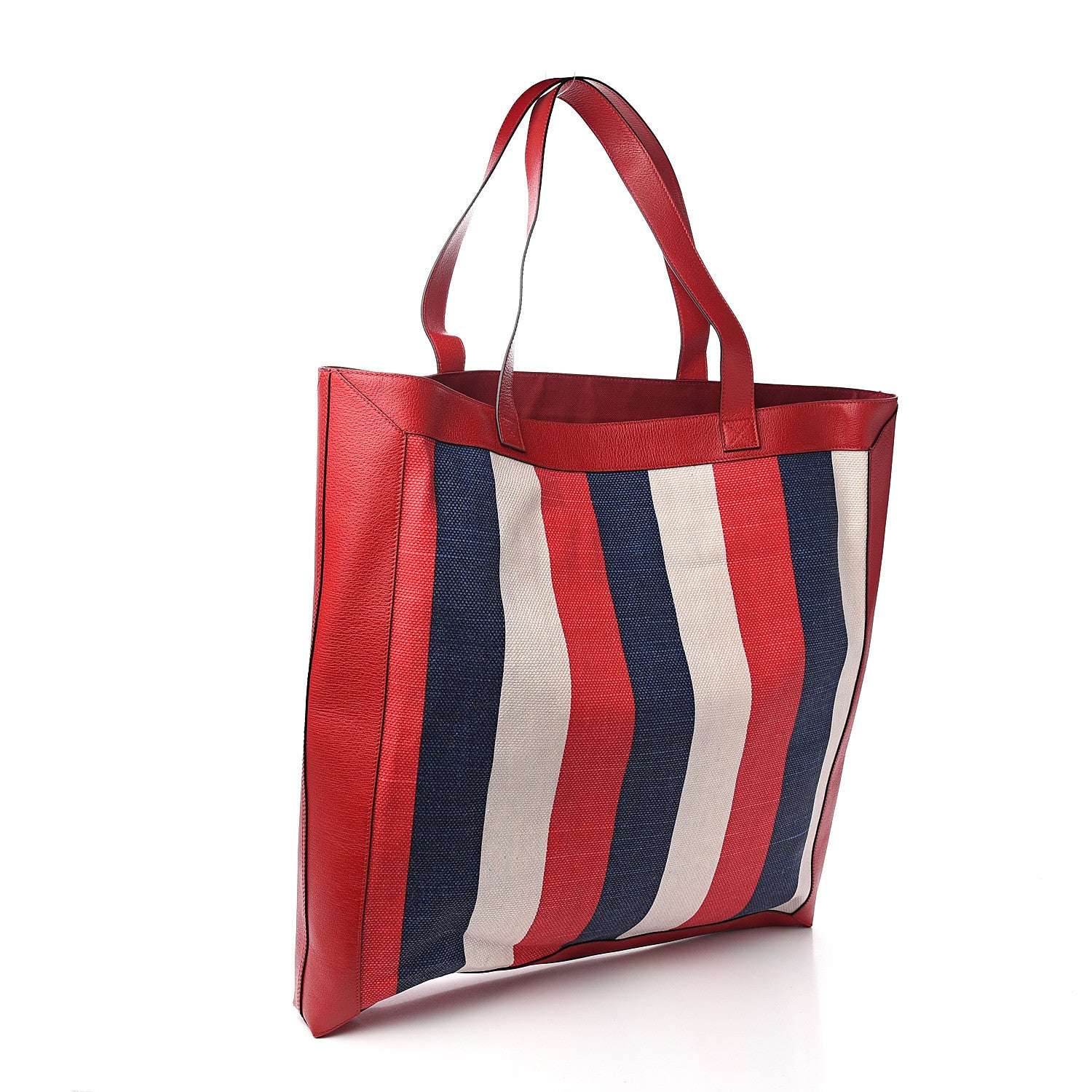 Gucci Canvas Calfskin Sylvie Stripe Logo Mens Tote Red White Blue 2 of 9