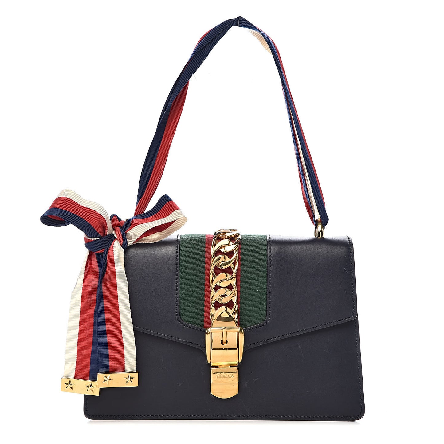 Vitello Fontanella Web Small Sylvie Shoulder Bag Blue Agata