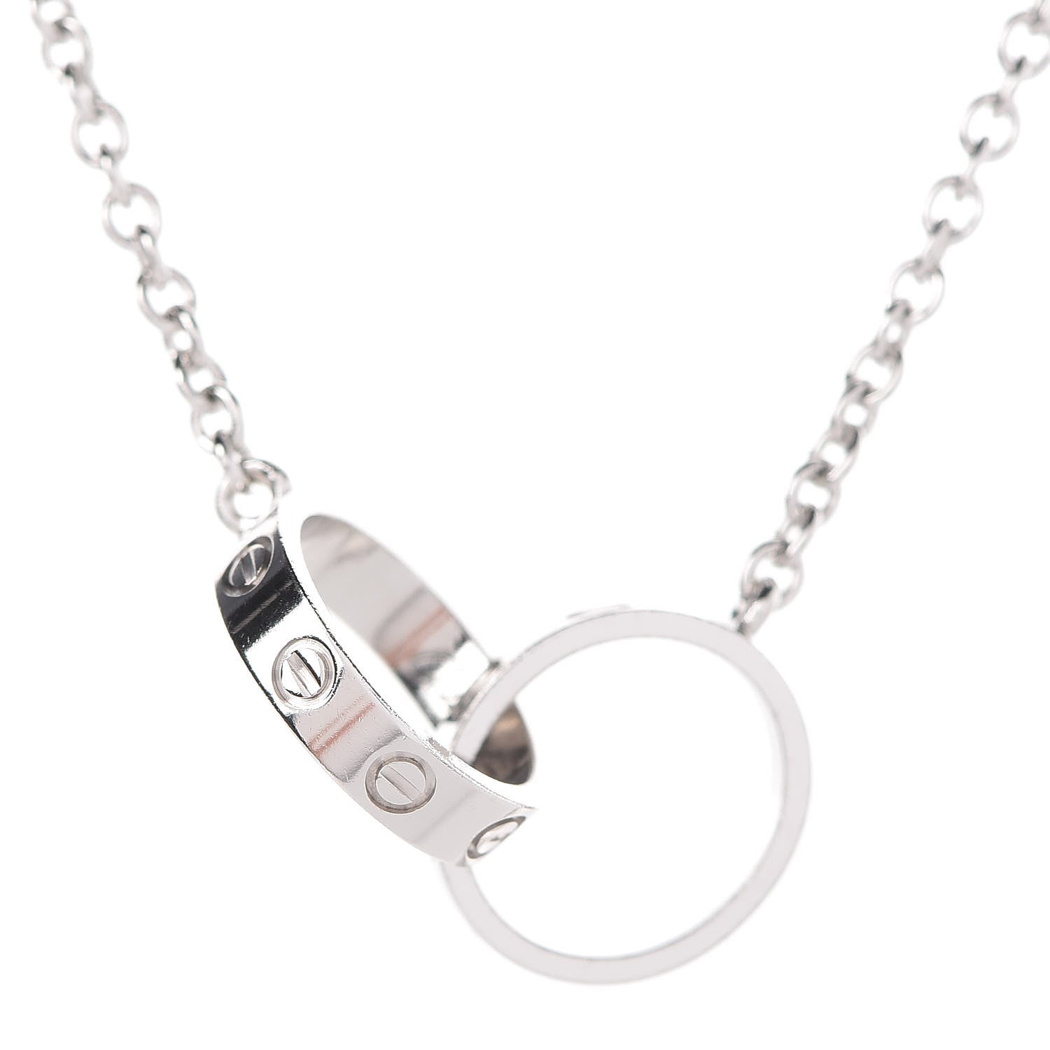 Cartier 18K White Gold Interlocking LOVE Necklace 4 of 8
