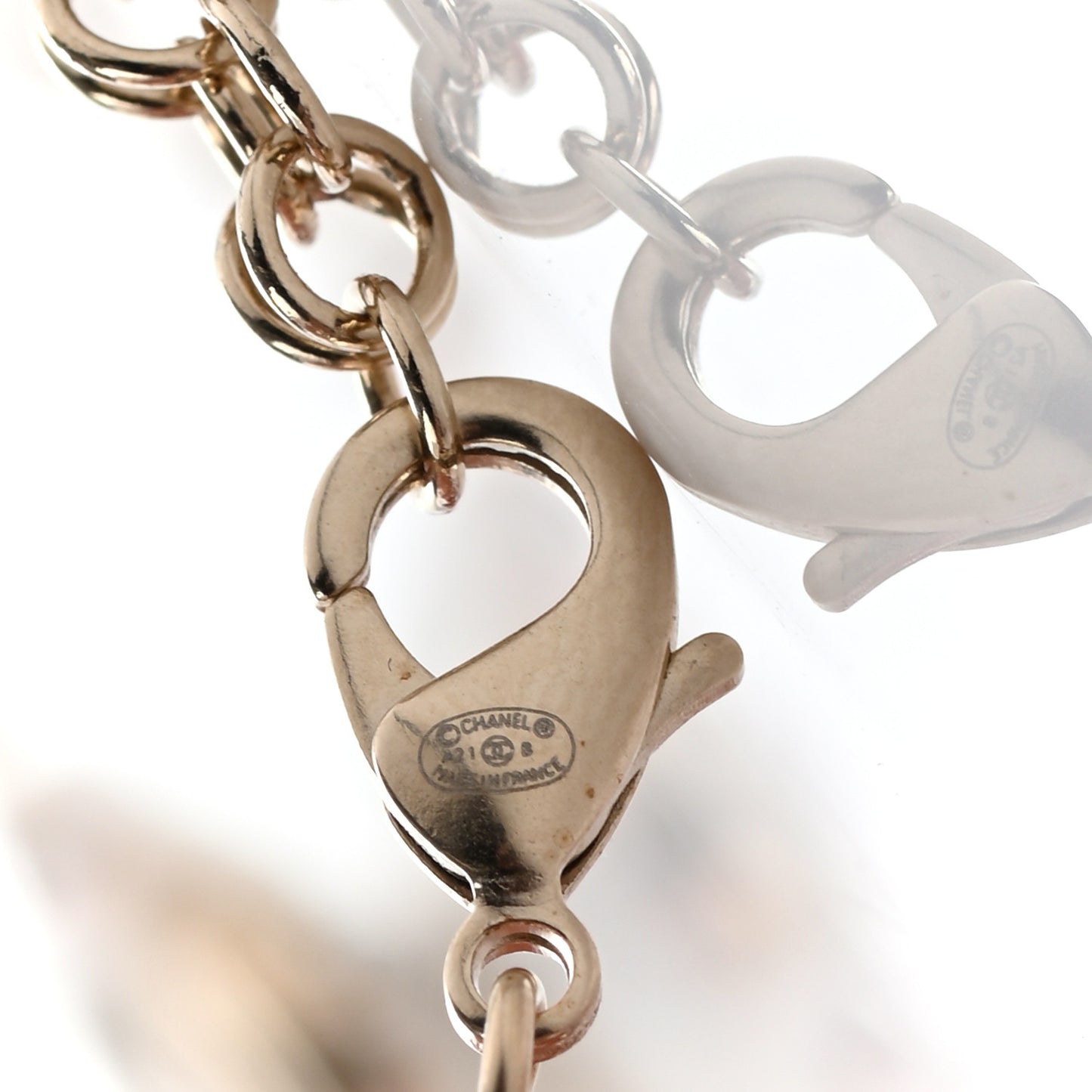 Pearl Crystal CC Heart Short Necklace Pearly White Gold