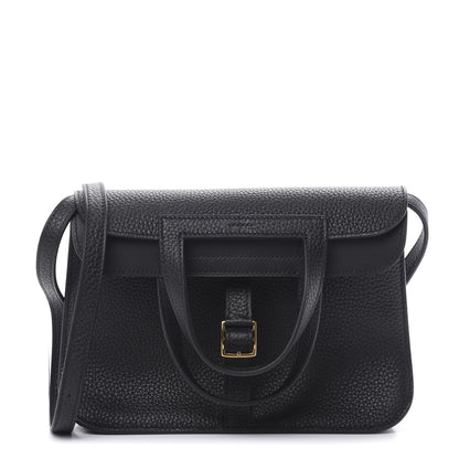 Hermes Taurillon Clemence Halzan 25 Black 1 of 13