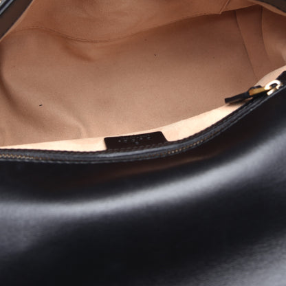 Gucci Calfskin Matelasse Small GG Marmont Top Handle Shoulder Bag Black 5 of 9
