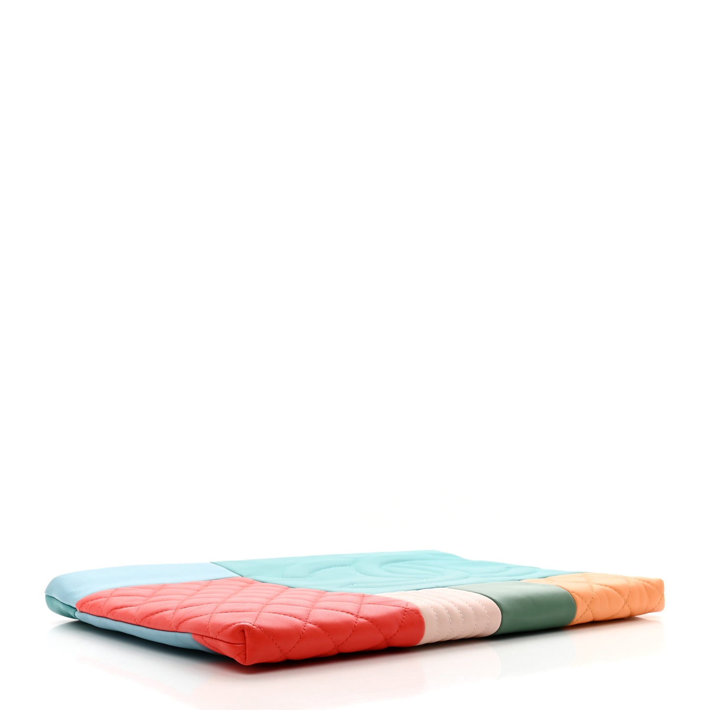 Lambskin Colorblock Cosmetic Case Turquoise Red