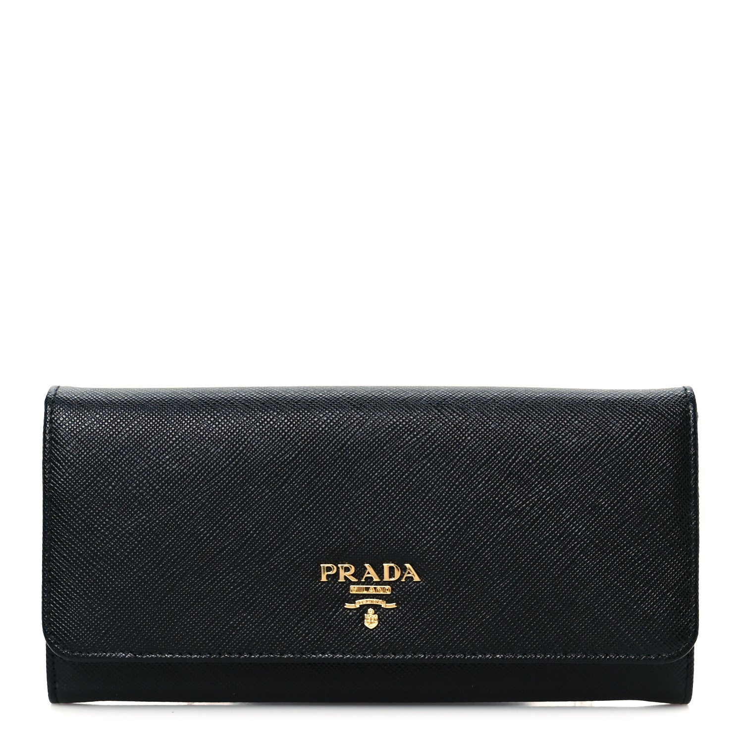 Prada Saffiano Metal Continental Flap Wallet Black 2 of 18