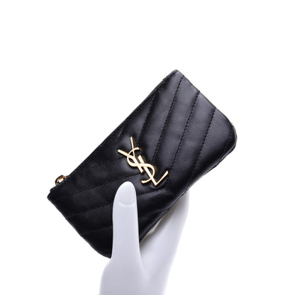 Saint Laurent Calfskin Matelasse Monogram Key Pouch Black 2 of 12