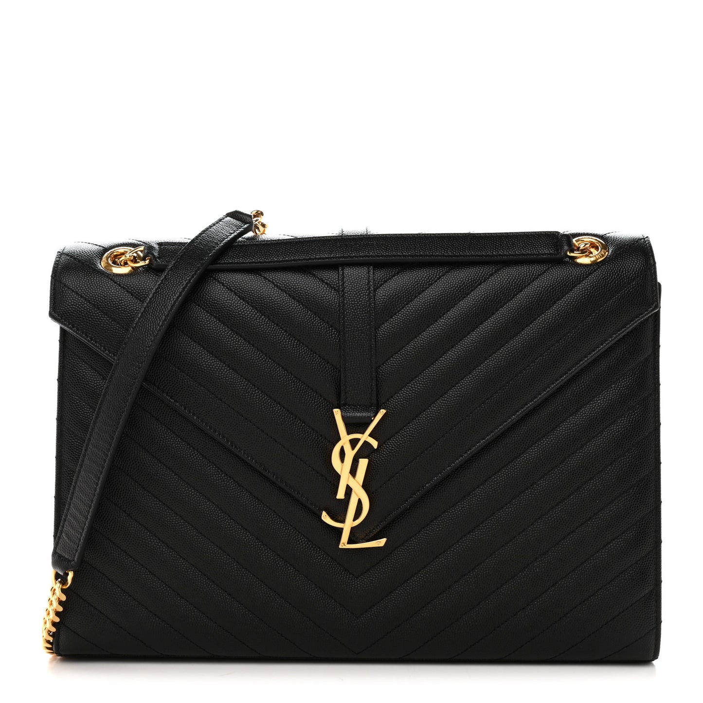 Grain De Poudre Matelasse Chevron Large Monogram Satchel Black