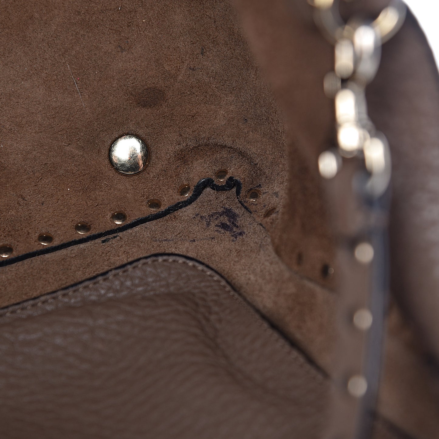 Pebbled Calfskin Medium Rockstud Tote Brown