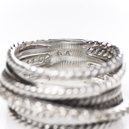 David Yurman Sterling Silver 14K White Gold Diamond 11mm Wide Crossover Cable Ring 52 6 5 of 5