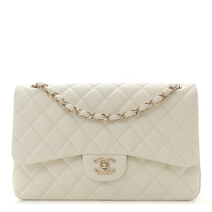 Chanel Caviar Quilted Jumbo Double Flap White 1 of 10