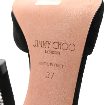 Jimmy Choo Suede Crystal Saeda 100 Pumps 37 Black 6 of 7