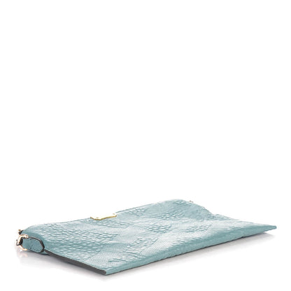 Burberry Signature Grain Calfskin Check Embossed Peyton Crossbody Clutch Bag Celadon Blue 4 of 8