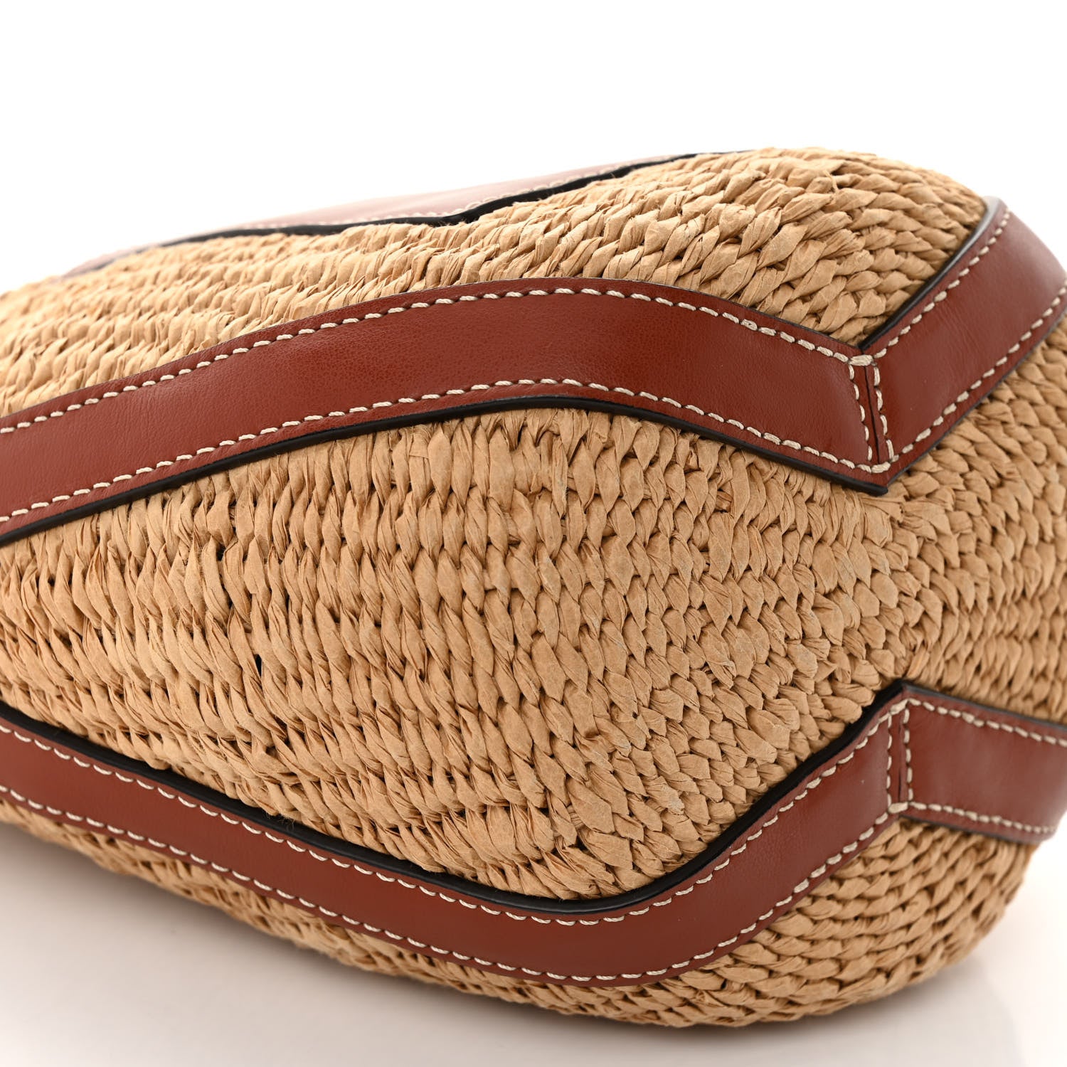 Chloe X MIFUKO Raffia Calfskin Basket Shoulder Bag Brown 8 of 9