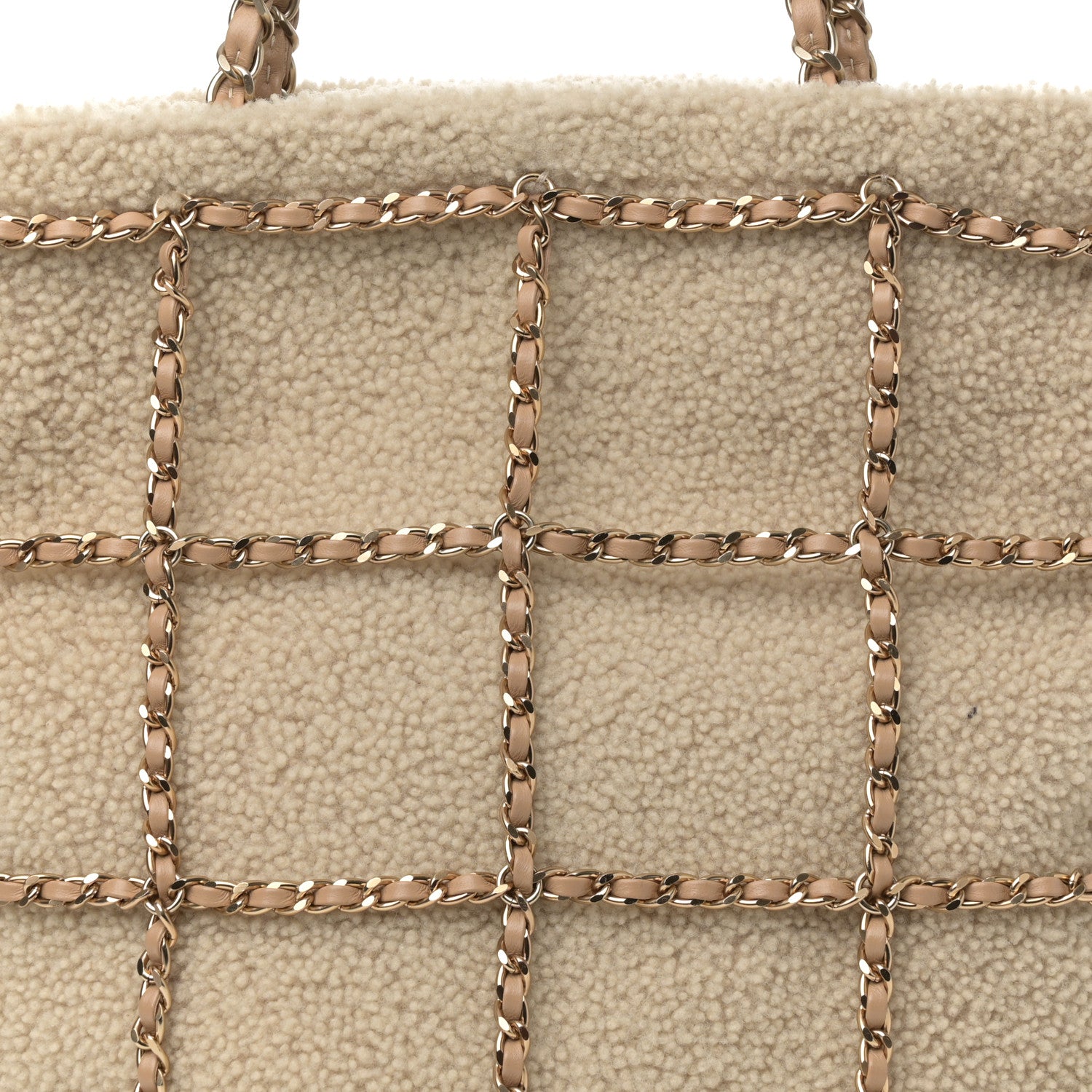 Chanel Shearling Small Shopping Chain Bag Beige 8 of 12