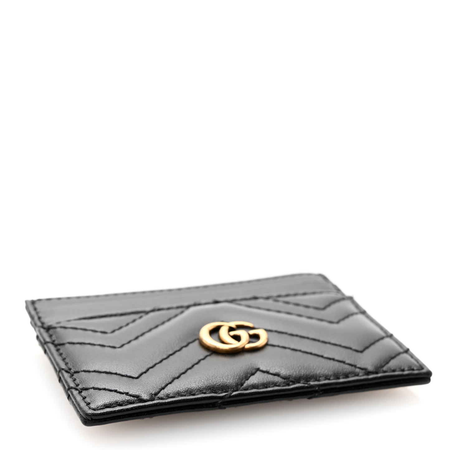 Calfskin Matelasse GG Marmont Card Holder Black