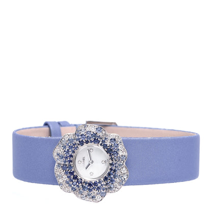 Chanel 18K White Gold Satin Diamond Sapphire 27mm Camellia Quartz Watch Lavender 2 of 5