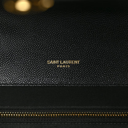 Saint Laurent Grain De Poudre Matelasse Chevron Large Monogram Satchel Black 6 of 8