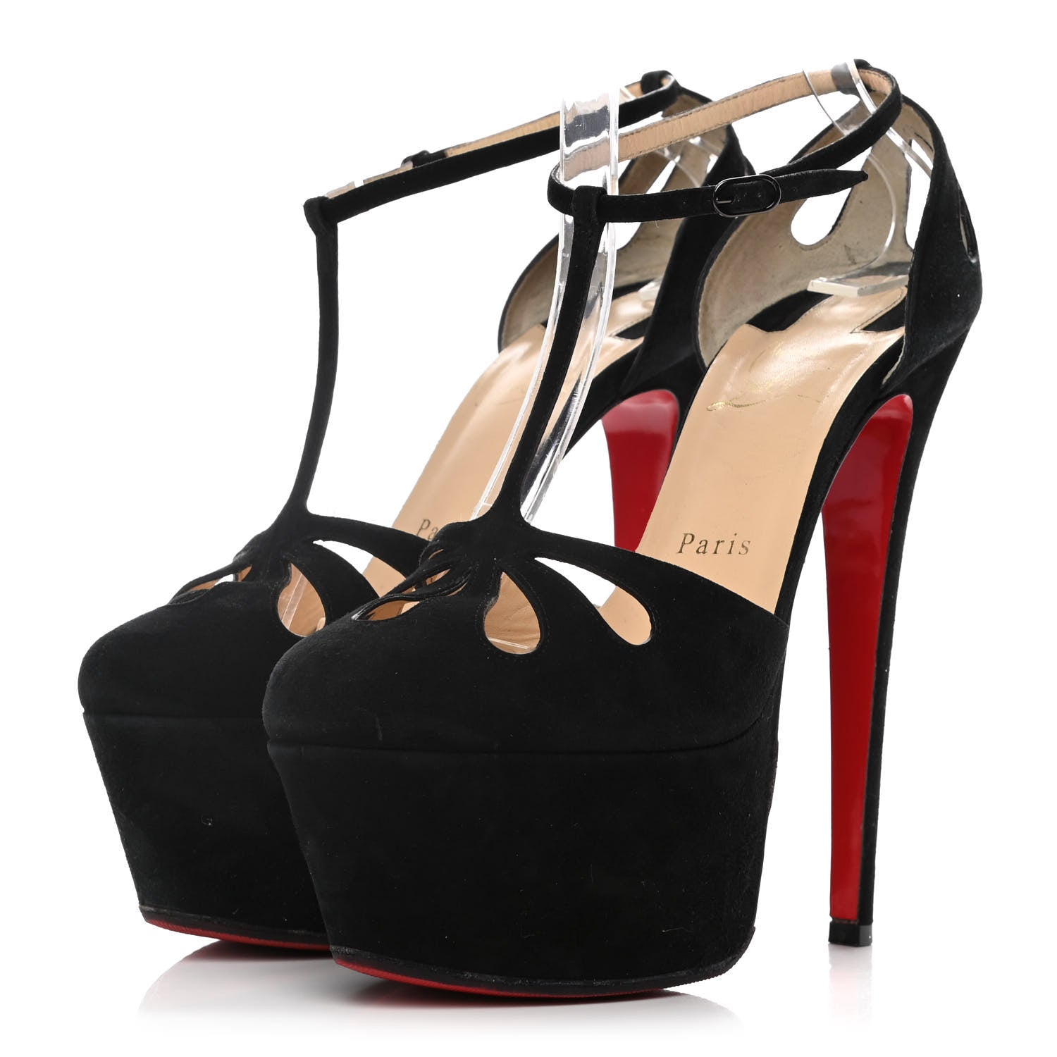 Christian Louboutin Veau Velours Mayada T-Strap Pumps 38 Black 3 of 10