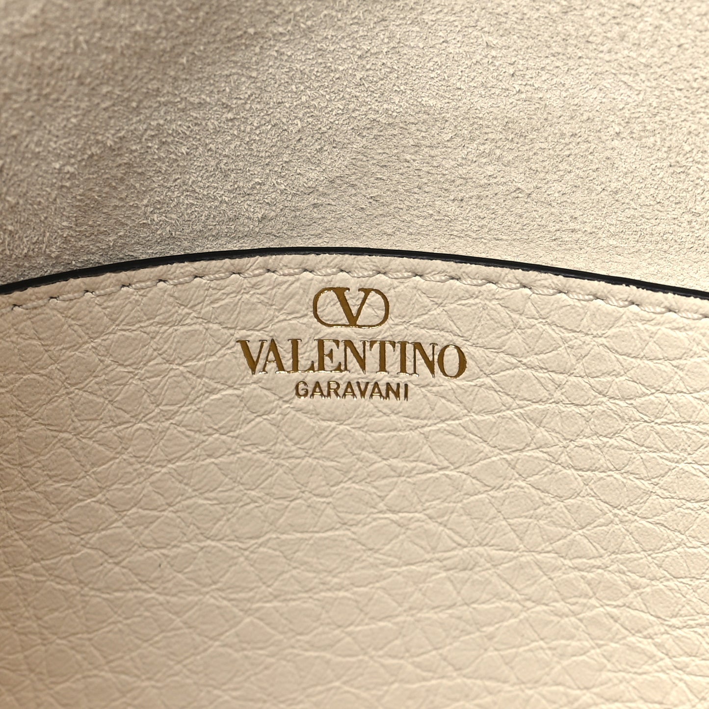 Pebbled Calfskin Vlogo Small Top Handle Shoulder Bag Ivory