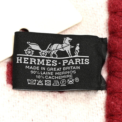 Hermes Wool Cashmere Avalon III Blanket Ecru Rouge H 3 of 3