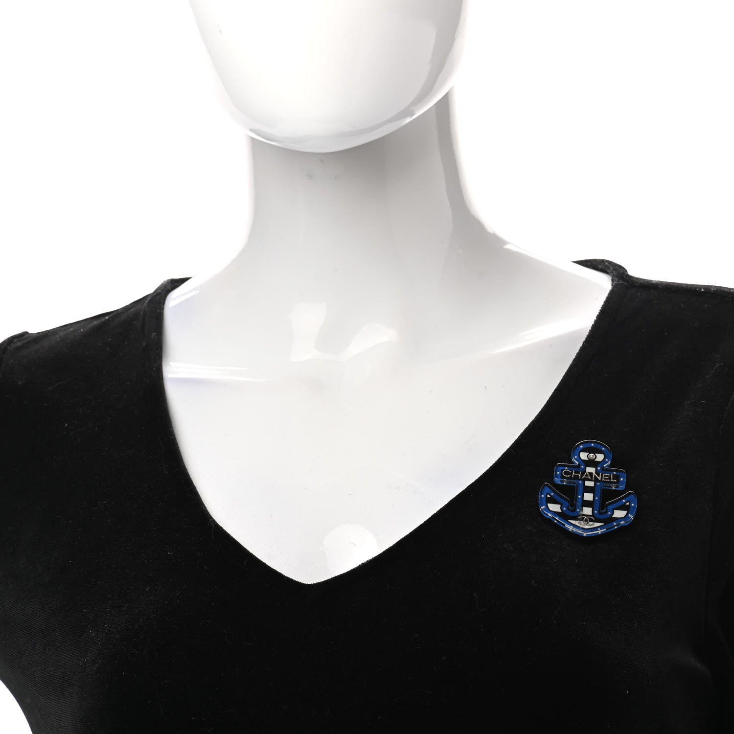 Chanel Resin Pearl Anchor CC Brooch Black Blue 2 of 8