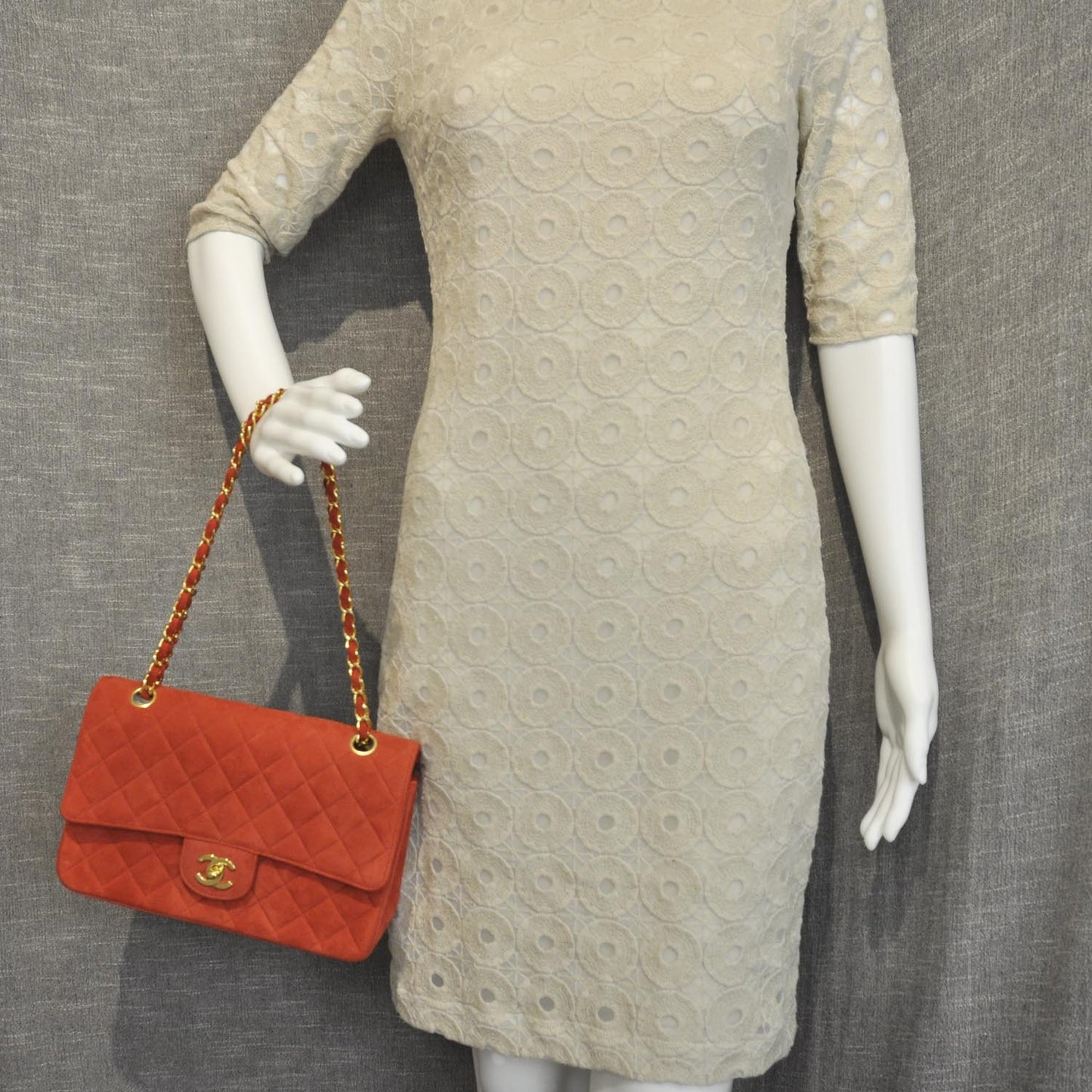 Suede Quilted Medium Flap Red