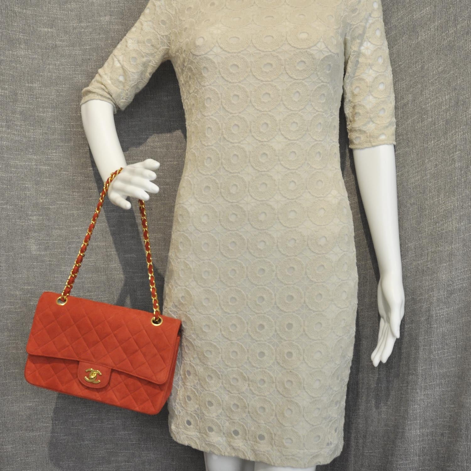 Chanel Suede Quilted Medium Flap Red 2 of 11
