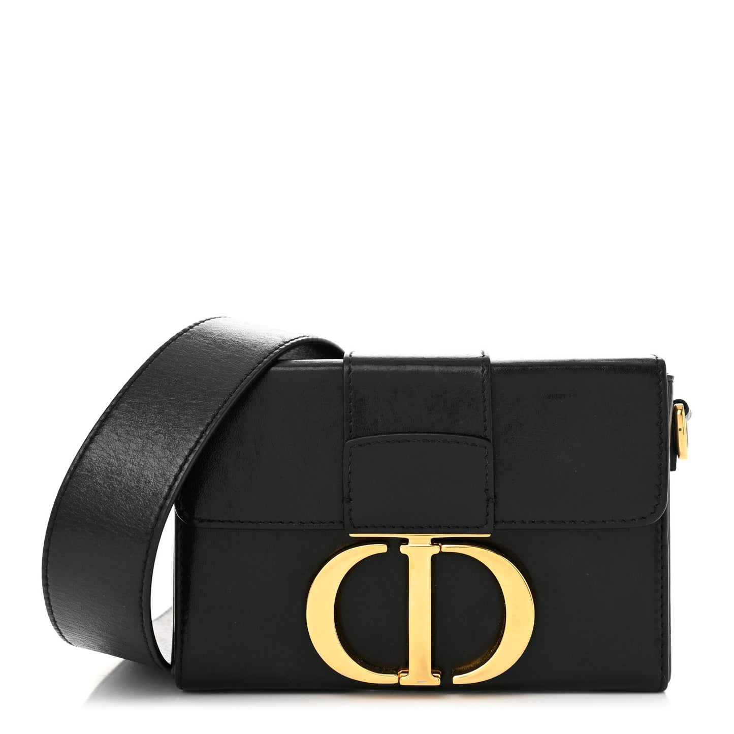 Crackled Lambskin 30 Montaigne Box Bag Black