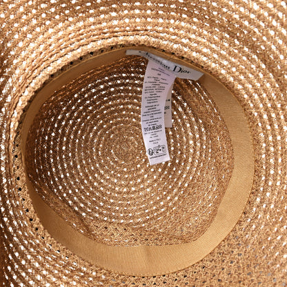Christian Dior Straw Embroidered D-Bobby Large Brim Hat 56 Natural Fuchsia Black 6 of 7
