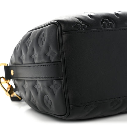 Louis Vuitton Lambskin Embossed Monogram Speedy 22 Bandouliere Black 8 of 9