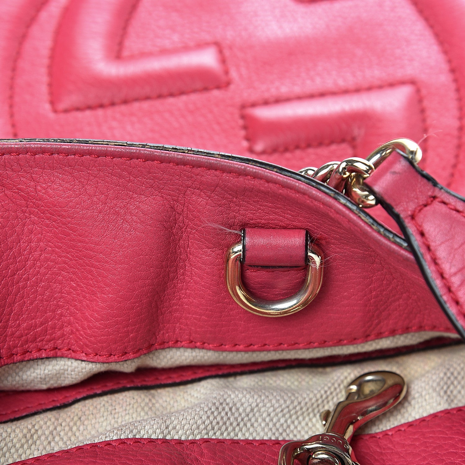 Gucci Pebbled Calfskin Medium Soho Chain Shoulder Bag Pink 11 of 23
