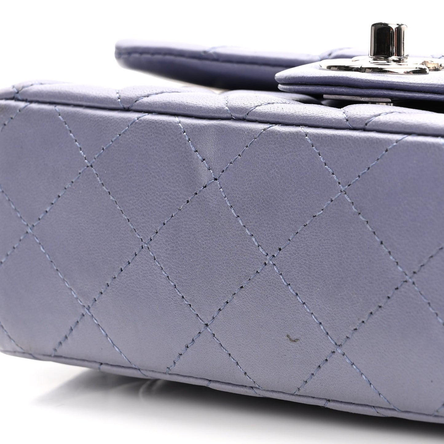 Lambskin Quilted Mini Rectangular Flap Light Purple
