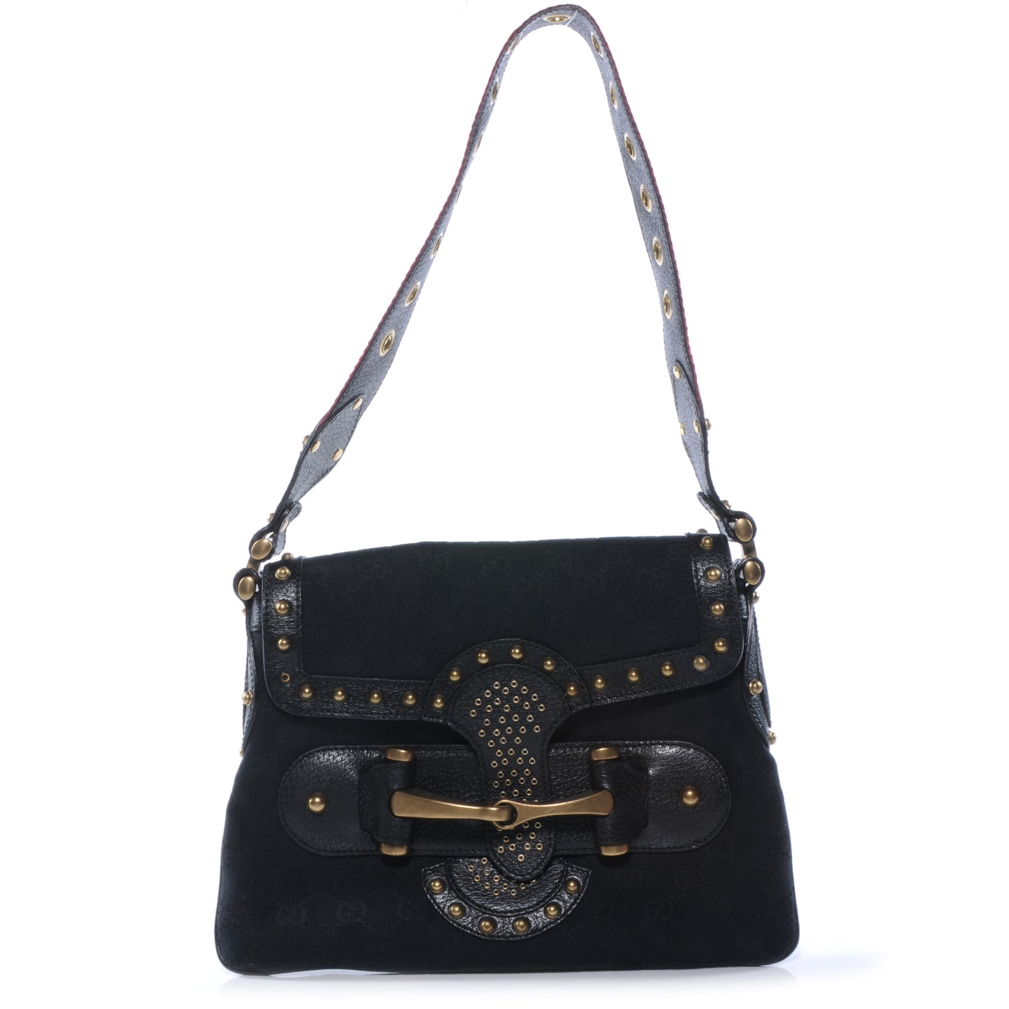 Monogram Studded Pelham Runway Flap Bag Black