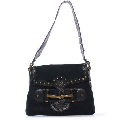 Gucci Monogram Studded Pelham Runway Flap Bag Black 1 of 7