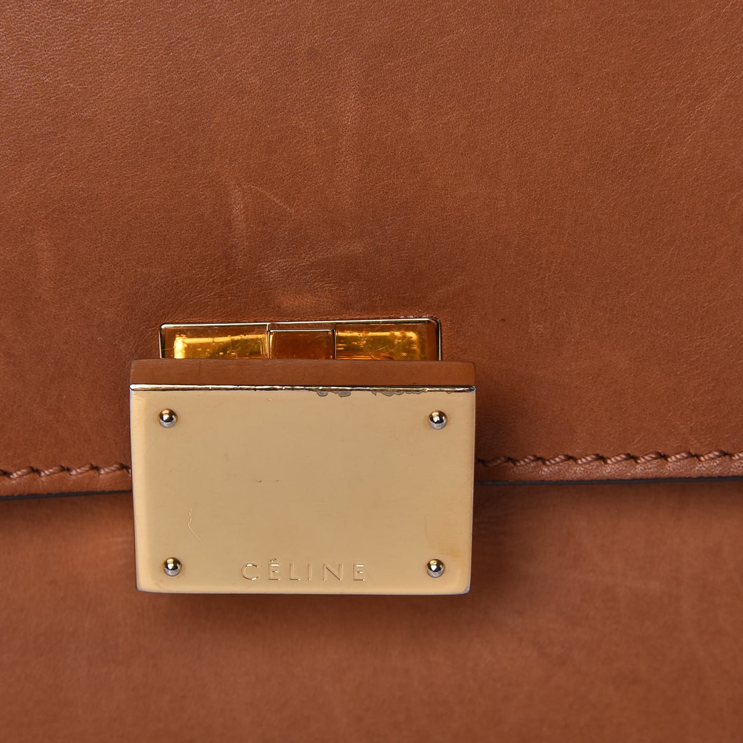 Natural Calfskin Suede Medium Trapeze Tan