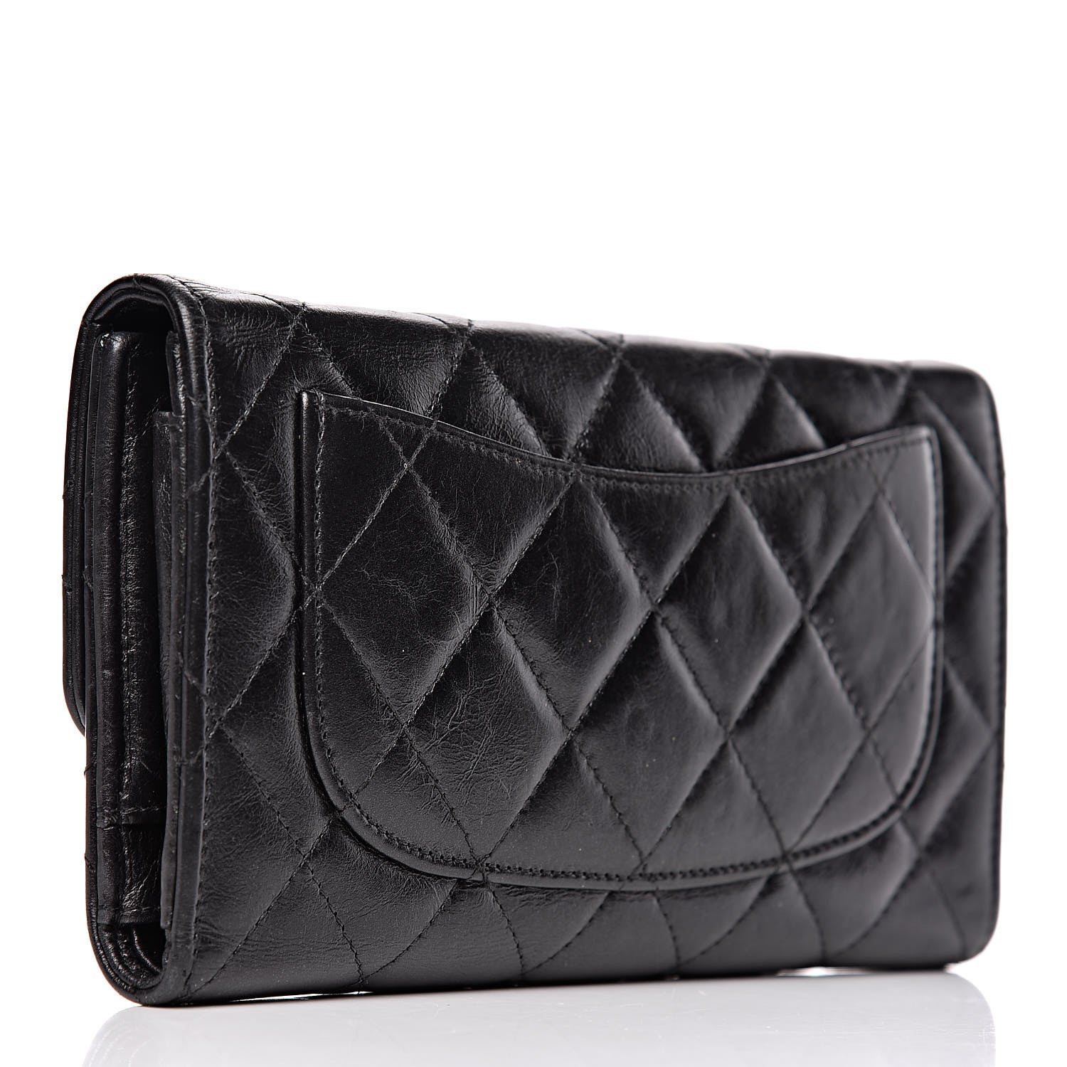 Chanel Metallic Aged Calfskin Quilted Reissue Long Flap Wallet So Black 3 of 12