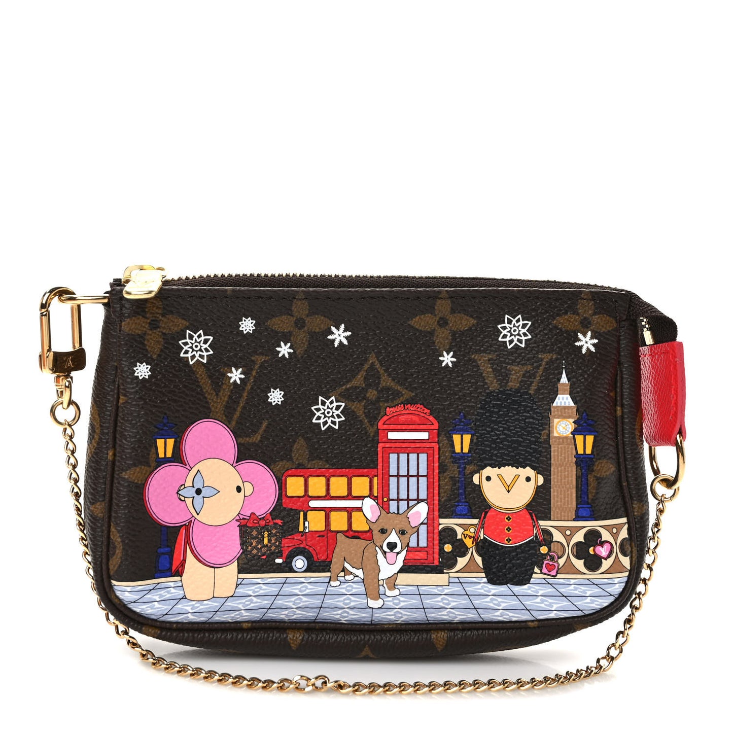 Monogram 2021 Christmas Animation London Mini Pochette Accessories Red
