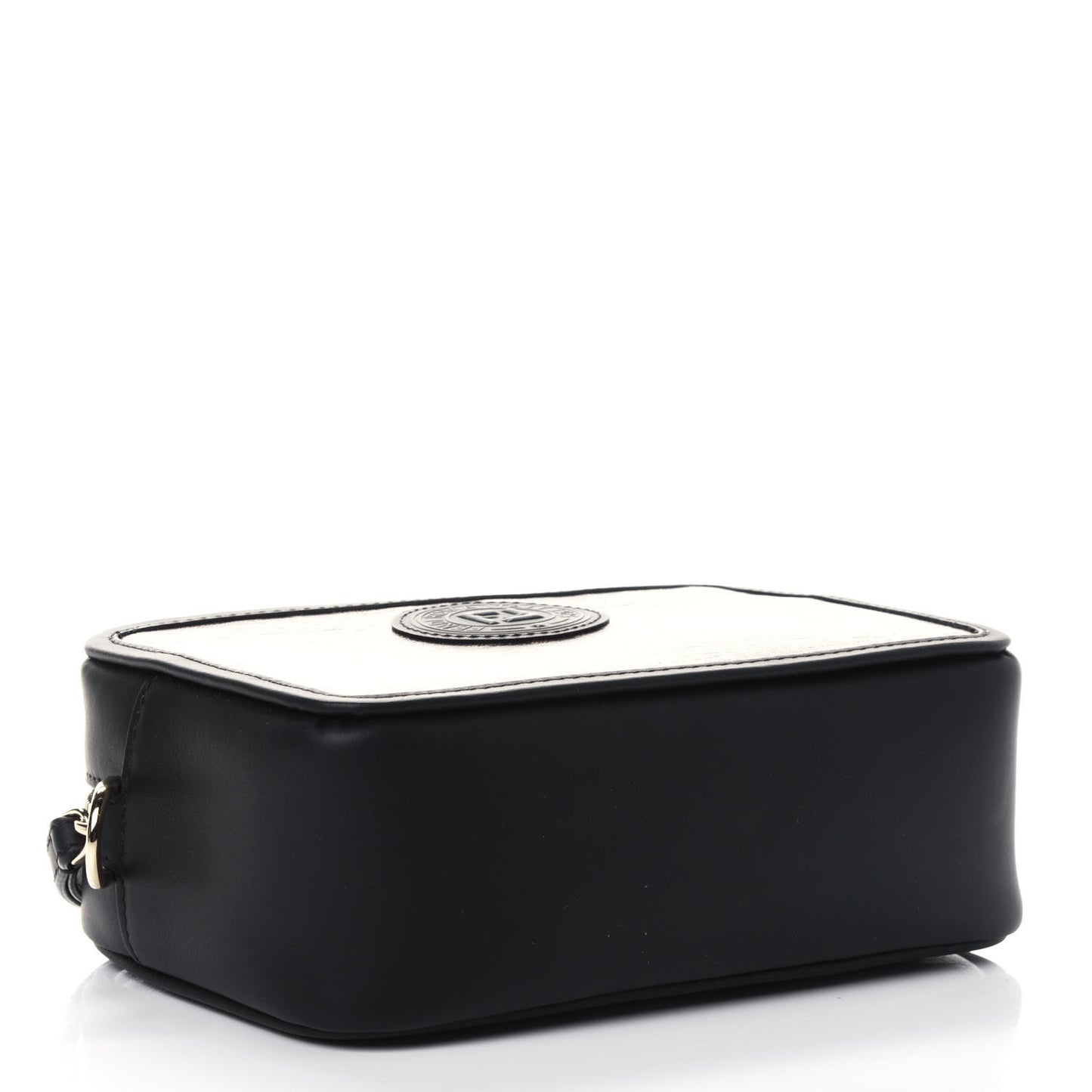 Glazed Fabric Vitello Century FF 1974 Stamp Patch Mini Camera Case Mogano Panna Black