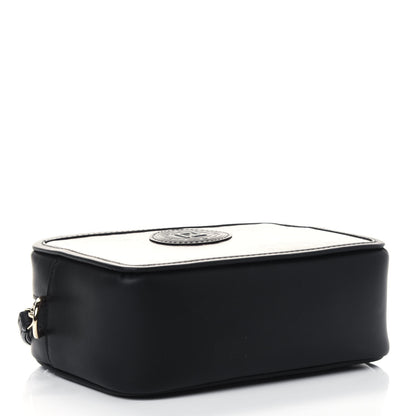 Fendi Glazed Fabric Vitello Century FF 1974 Stamp Patch Mini Camera Case Mogano Panna Black 3 of 4