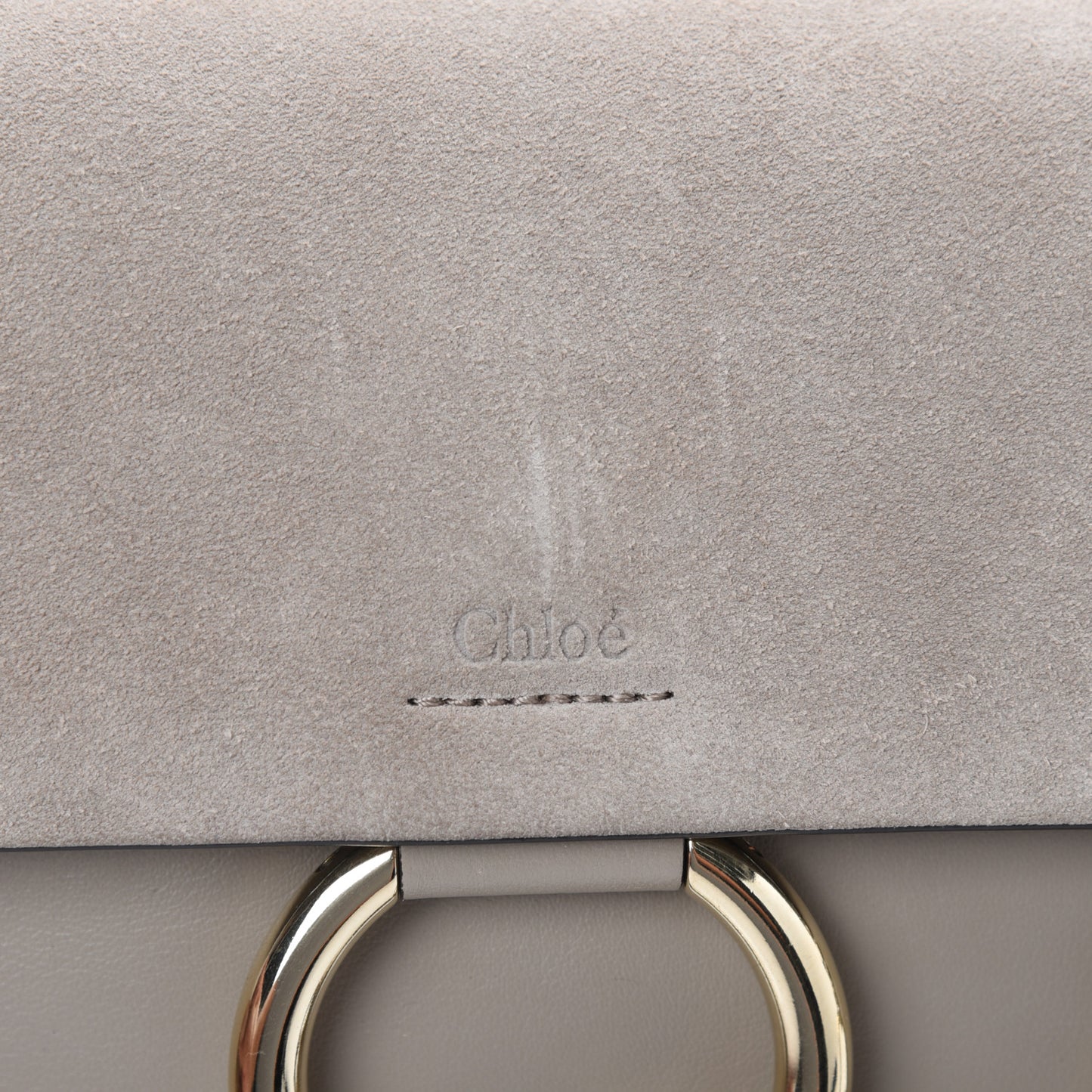 Suede Calfskin Small Faye Shoulder Bag Motty Grey