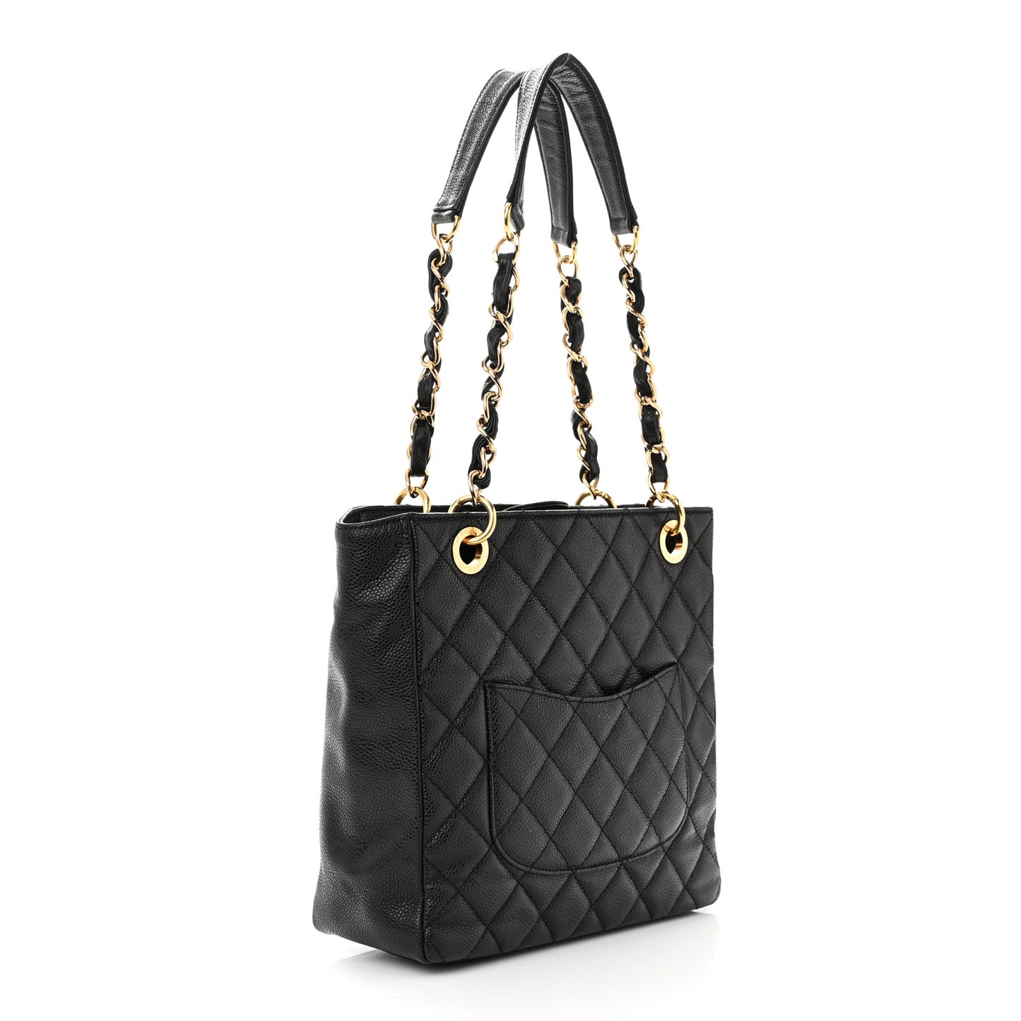 Caviar Quilted Petit Shopping Tote PST Black