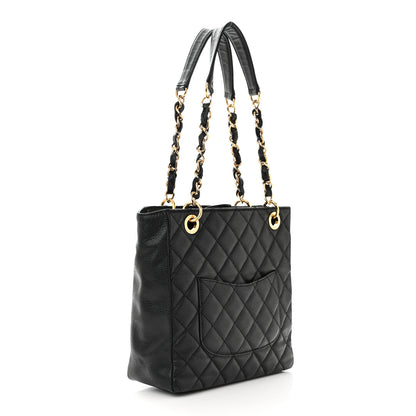 Chanel Caviar Quilted Petit Shopping Tote PST Black 2 of 10