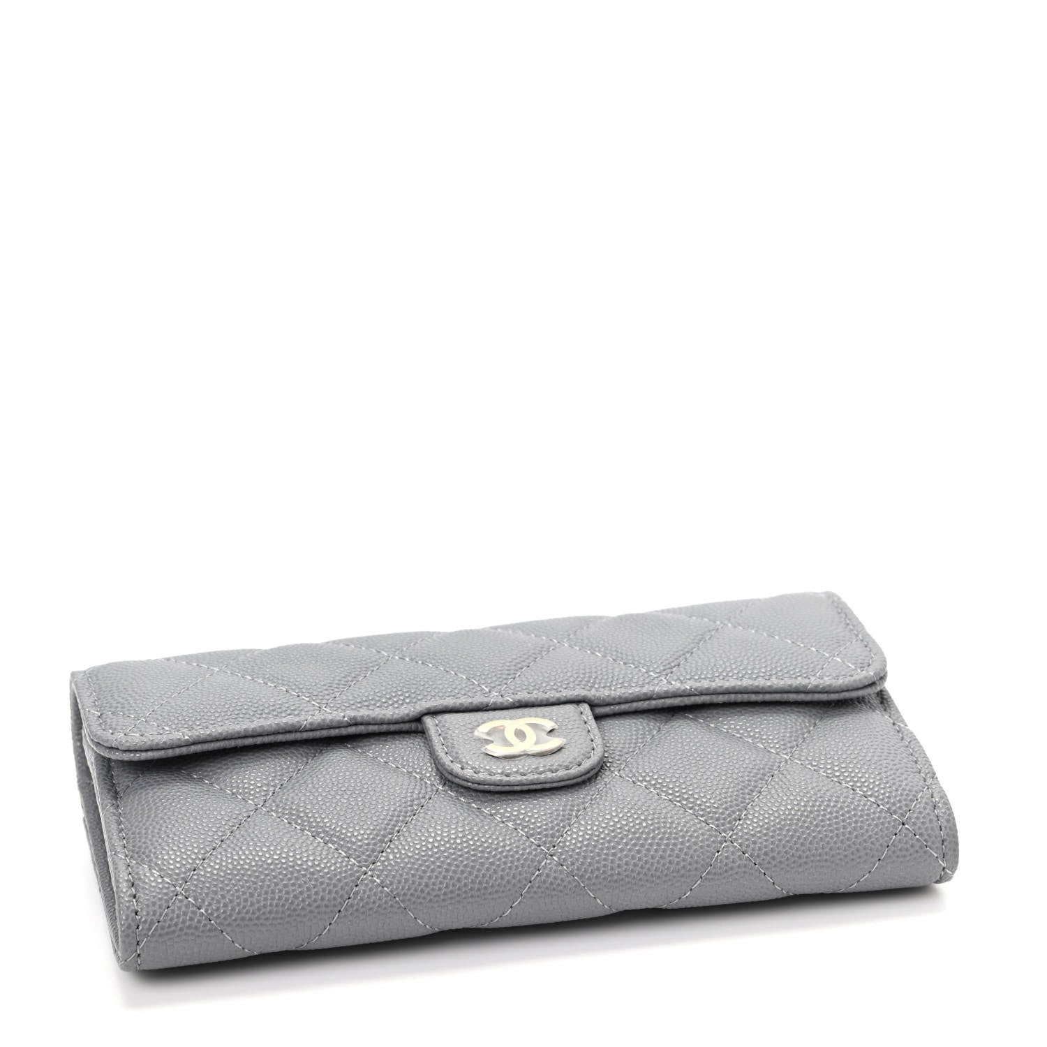 Chanel Caviar Quilted Medium Flap Wallet Grey 4 of 8