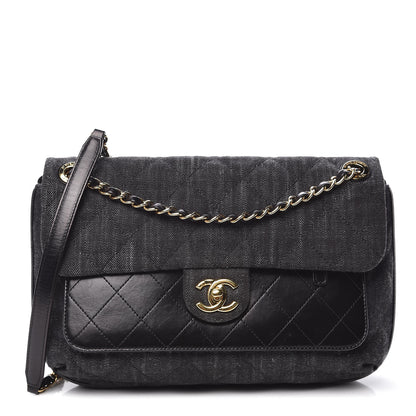 Chanel Denim Calfskin Quilted Small Flap Black 1 of 10