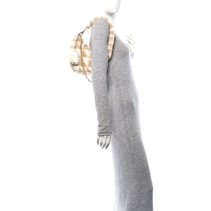 Prada Shearling Symbole Mini Triangle Bag Ecru White 2 of 9